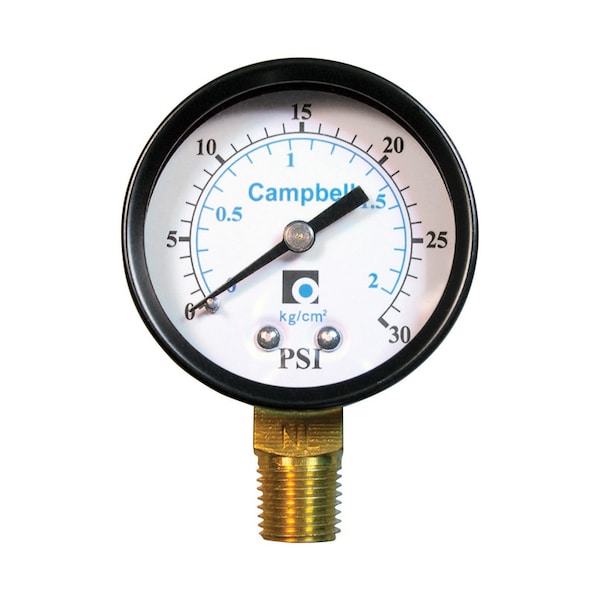 B & K Campbell 2 in. Brass Pressure Gauge 30 psi PG3T-NL - main